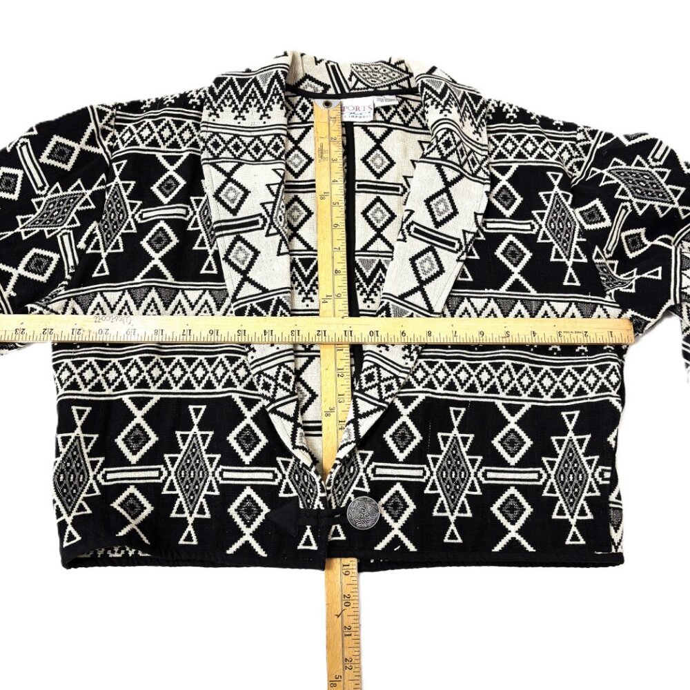 80s Vtg Pier One Imports Passports Southwest Western  Aztec Crop Jacket - Picture 8 of 9